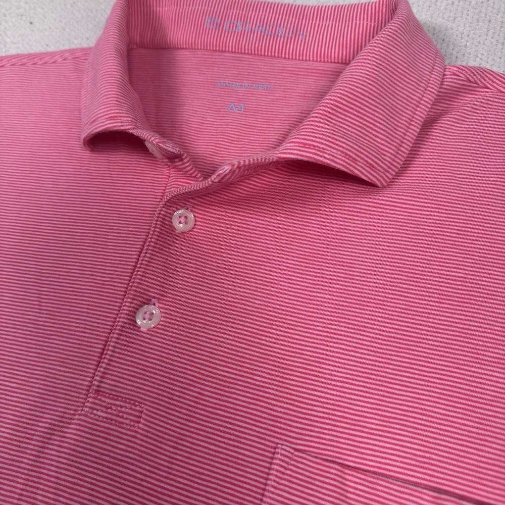 B Draddy Polo Shirt Mens‎ M Blue White Pima Cotton Striped Stretch Golf Casual